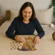 Carica l'immagine nel visualizzatore di Gallery, Puzzle 3D in legno fatto a mano a forma di gatto