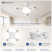 Lade das Bild in den Galerie-Viewer, FreiKlima Pro Klimaventilator 2in1 – 4-Flügel einklappbarer Deckenventilator mit Kühlfunktion, Licht & Fernbedienung