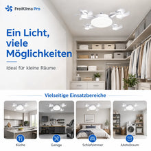 Lade das Bild in den Galerie-Viewer, FreiKlima Pro Klimaventilator 2in1 – 4-Flügel einklappbarer Deckenventilator mit Kühlfunktion, Licht & Fernbedienung