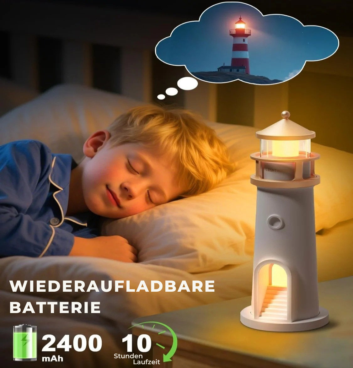 Magische Leuchtturm‑Lampe