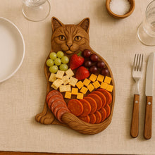 Carica l'immagine nel visualizzatore di Gallery, Piatto da portata in legno a forma di gatto
