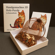 Carica l'immagine nel visualizzatore di Gallery, Puzzle 3D in legno fatto a mano a forma di gatto
