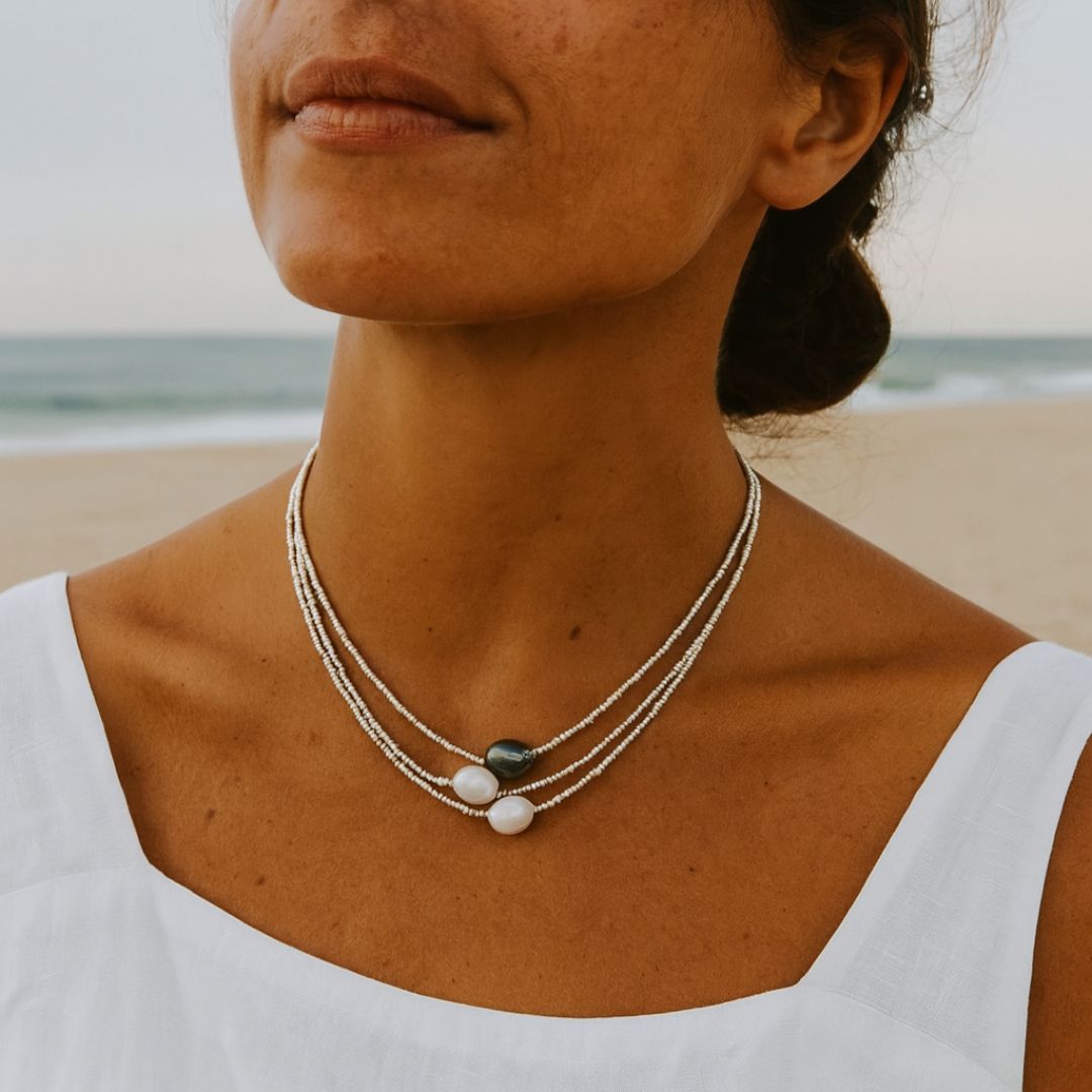 Vintage-Kette – Perlenzauber im Meeresglanz