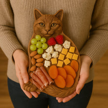 Carica l'immagine nel visualizzatore di Gallery, Piatto da portata in legno a forma di gatto
