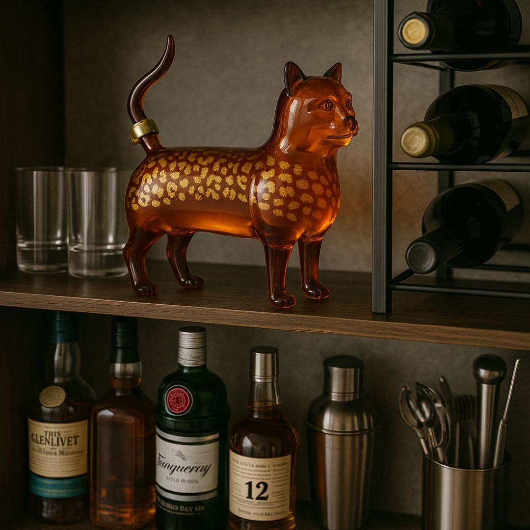 Katzenflasche aus Glas