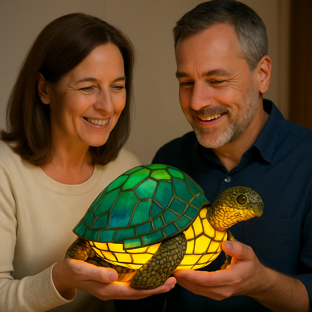 LeuchtSchildkröte - handgefertigte Lampe, die Herzen erstrahlen lässt