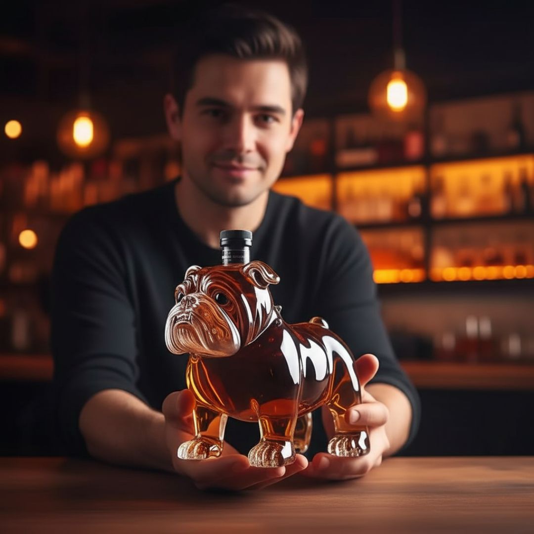 Handgefertigte Flasche aus Glas in Hundeform – Hundeliebhaber lieben sie