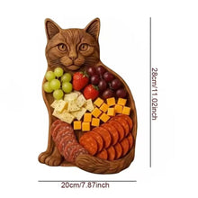 Carica l'immagine nel visualizzatore di Gallery, Piatto da portata in legno a forma di gatto
