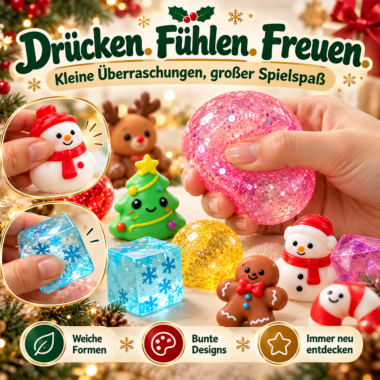 24-Tage Squishy-Überraschung Adventskalender 2026 - Nachhaltiger Spielspaß