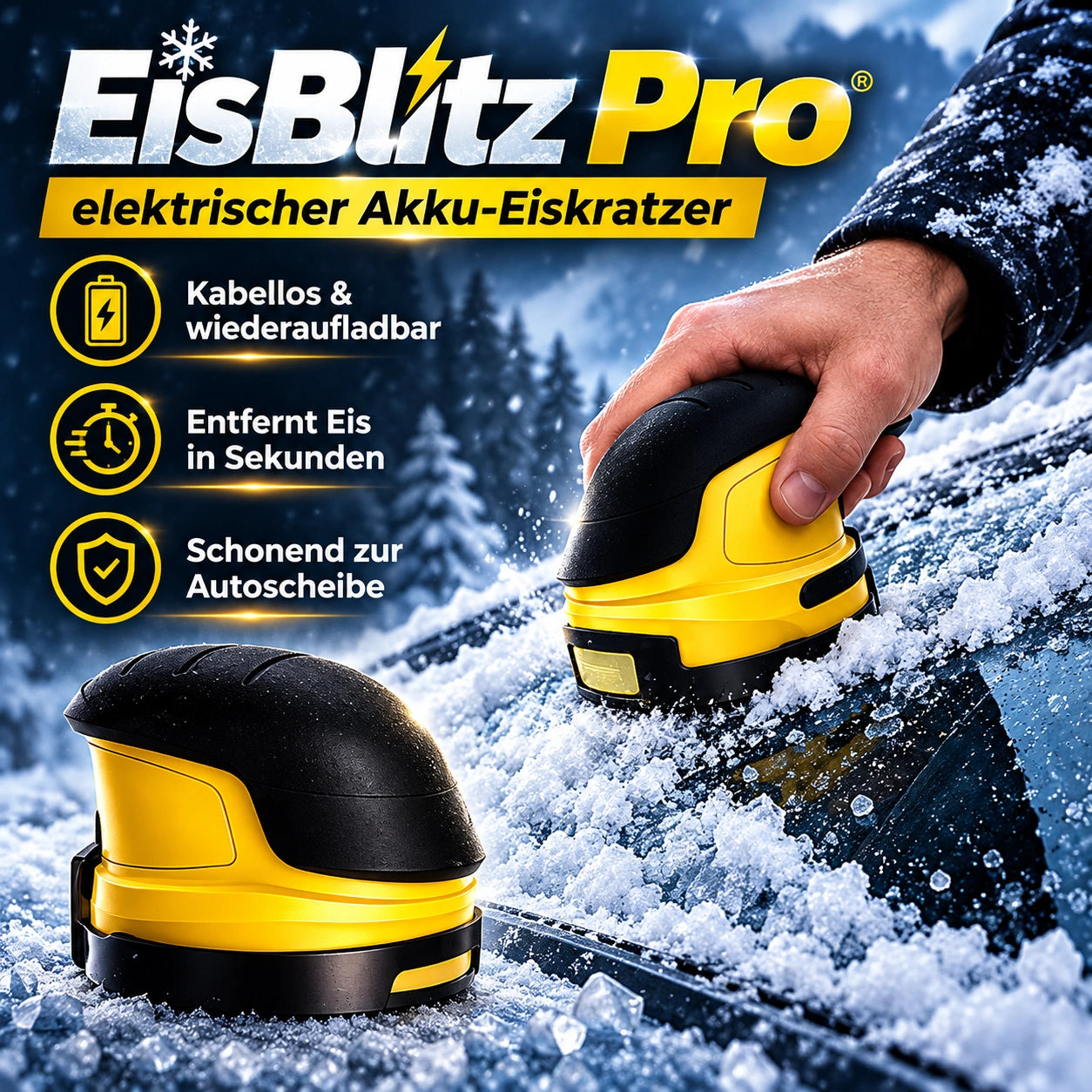 EisBlitz Pro – elektrischer Akku-Eiskratzer