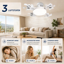 Lade das Bild in den Galerie-Viewer, FreiKlima Pro Klimaventilator 2in1 – 4-Flügel einklappbarer Deckenventilator mit Kühlfunktion, Licht &amp; Fernbedienung
