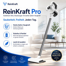 Carica l'immagine nel visualizzatore di Gallery, ReinKraft Pro –  Kabelloser 2-in-1 Premium-Akku-Staubsauger starker Zyklon-Saugkraft
