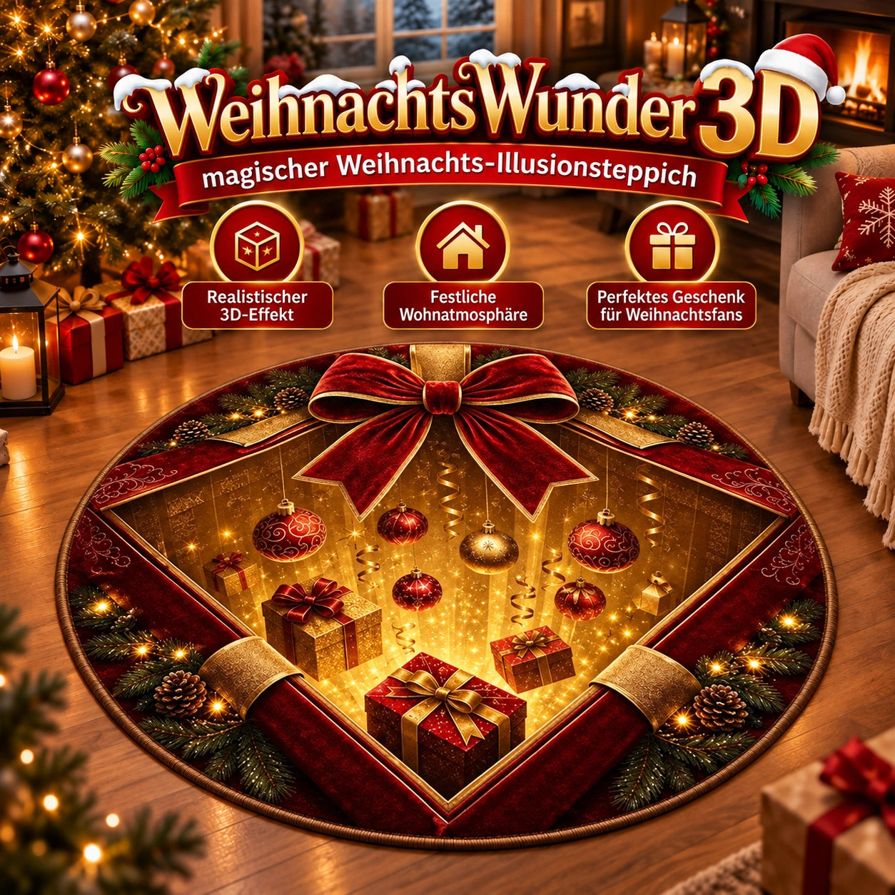 WeihnachtsWunder 3D – magischer Weihnachts-Illusionsteppich