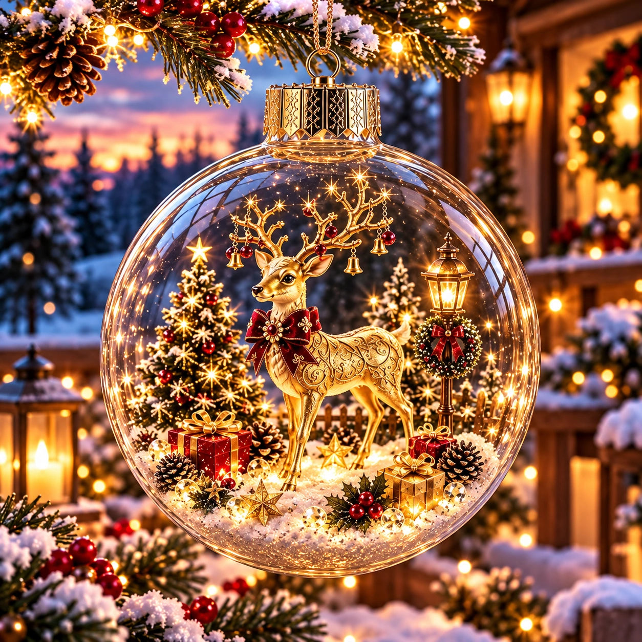 WinterWunder – leuchtende 3D-Weihnachtskugel mit Miniaturwelt