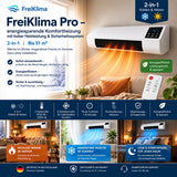 FreiKlima Pro – Condizionatore portatile e riscaldamento senza installazione | 2-in-1 | Fino a 51 m²